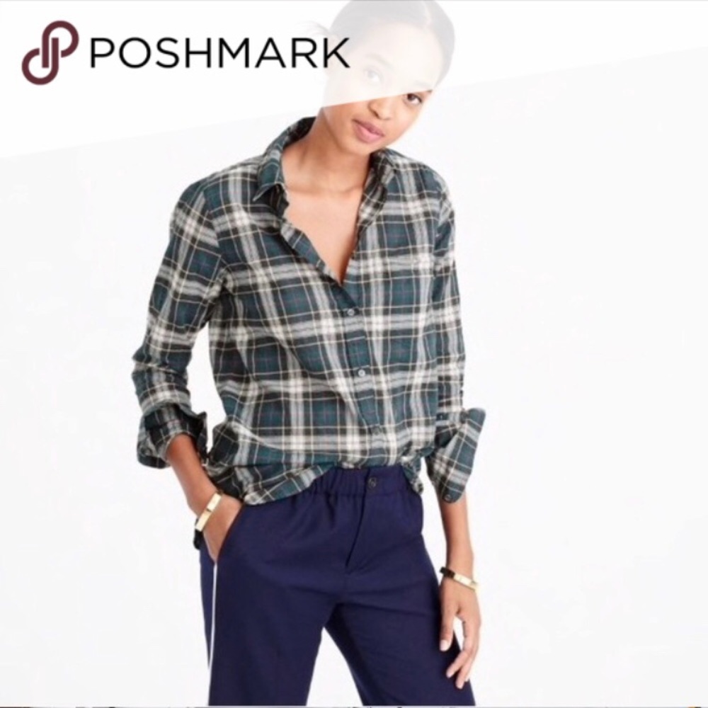 J Crew Multi Color Plaid Shirt sz 6